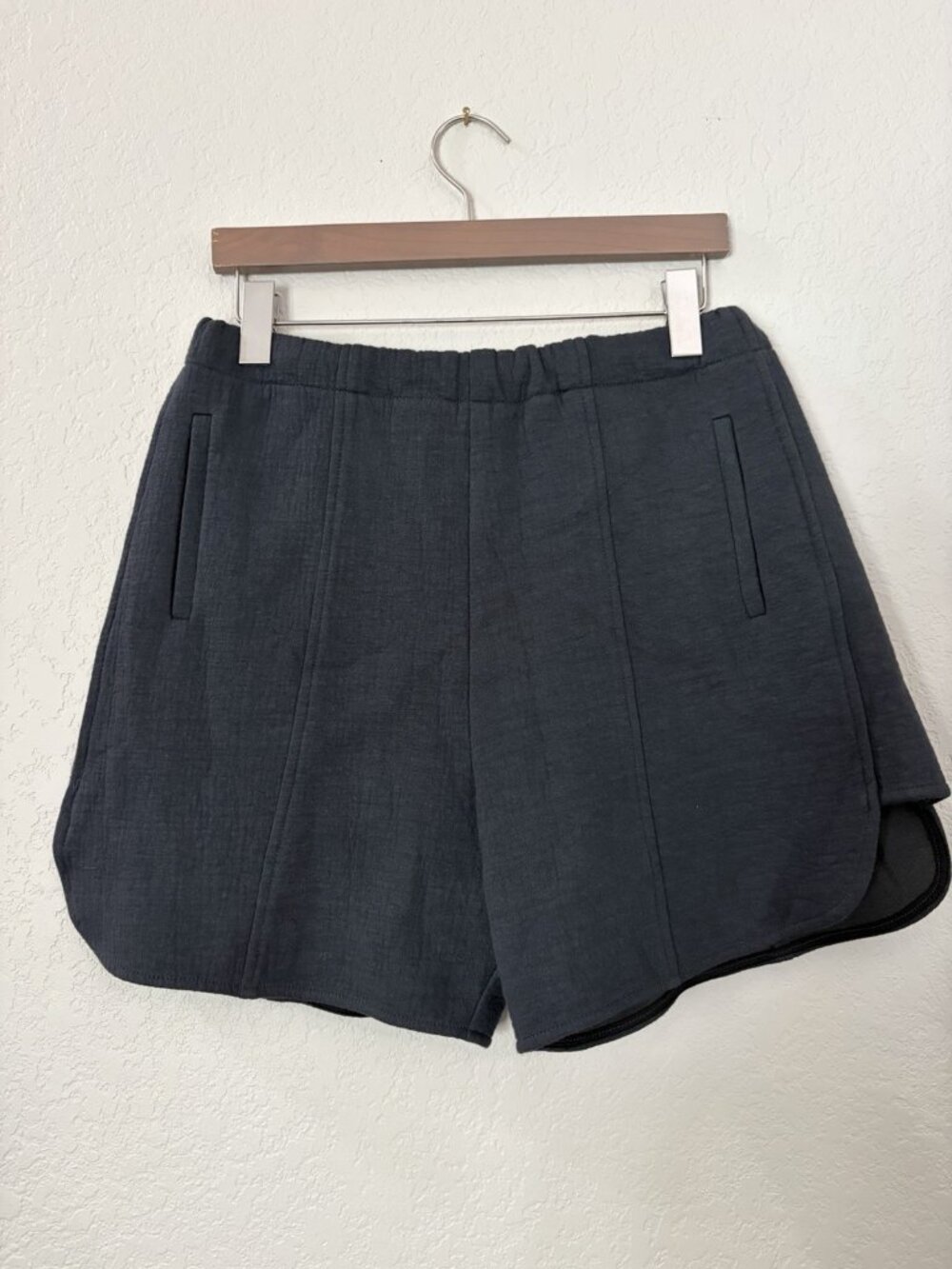 Creatures Of Comfort Lounge High Waisted Shorts Gray Cotton Linen Blend Sz 6